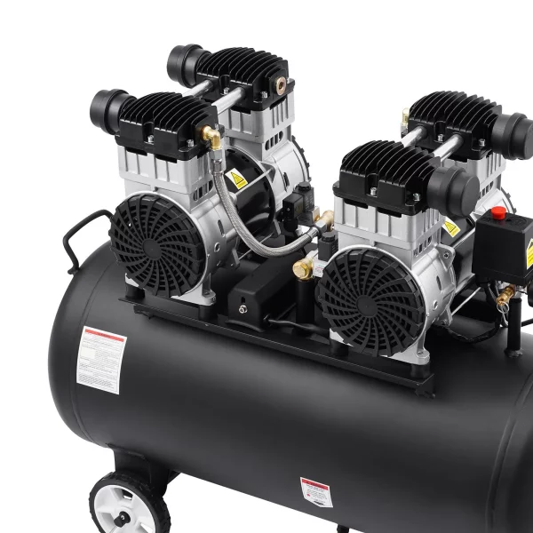 Vzduchový kompresor, 20-galónová oceľová nádrž, 4 HP, 14,6 CFM pri 90 PSI, bezolejový vzduchový kompresor a maximálny tlak 125 PSI, ultra tichý prenosný kompresor 78 dB, na opravy automobilov, hustenie pneumatík, striekanie farieb – Obrázok 2