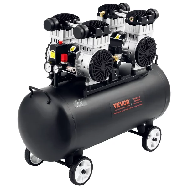 Vzduchový kompresor, 20-galónová oceľová nádrž, 4 HP, 14,6 CFM pri 90 PSI, bezolejový vzduchový kompresor a maximálny tlak 125 PSI, ultra tichý prenosný kompresor 78 dB, na opravy automobilov, hustenie pneumatík, striekanie farieb – Obrázok 5