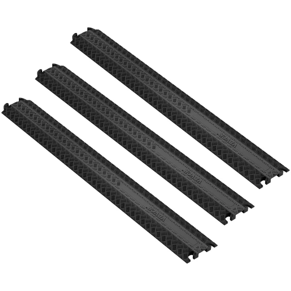 Sada 3 1-kanálová ochranná rampa na káble Káblový mostík TPR hadicový mostík 100 x 13 x 2 cm Ochrana proti preťaženiu 907 kg (na nápravu) Nosnosť rampy na káble Protišmykový dizajn Ideálne pre parkoviská