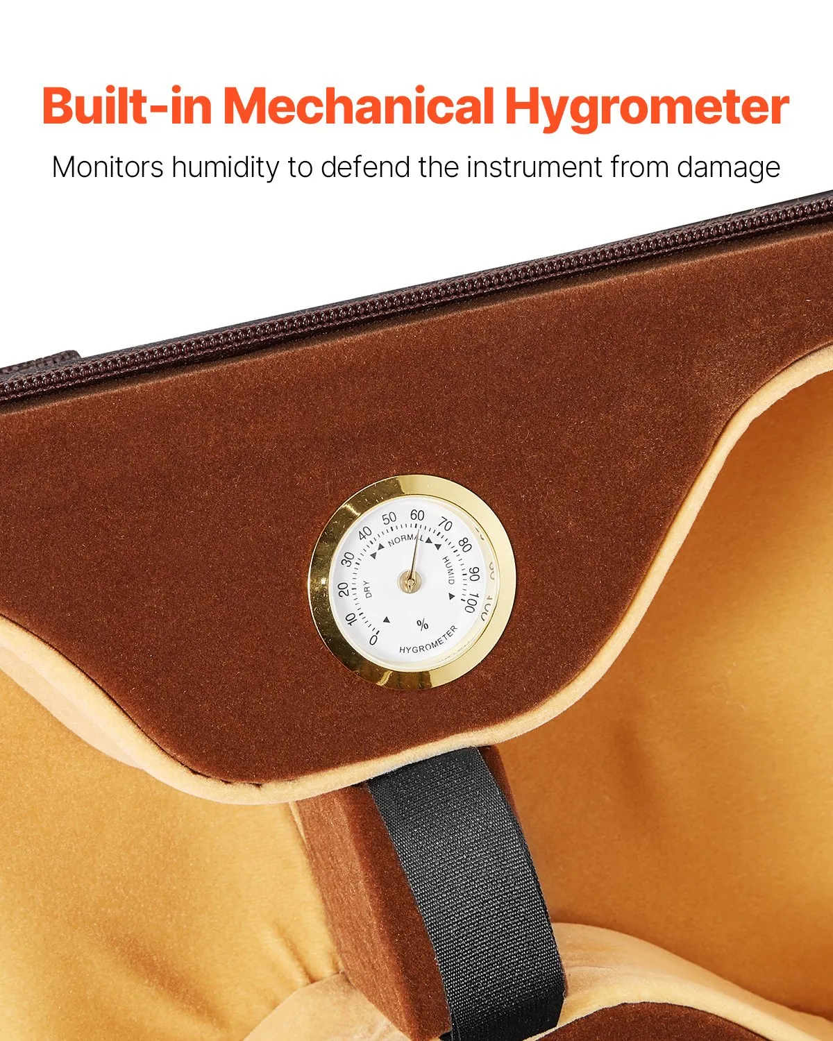 Puzdro na husle VEVOR 4/4 Full Size, vstavaný vlhkomer, cestovné puzdro na husle, s mäkkou podšívkou, ramenné popruhy, odolné voči poškriabaniu, profesionálny podlhovastý tvar, na husle, čierne – Obrázok 5