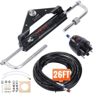 Súprava hydraulického riadenia pre závesný motor 150 HP, hydraulický systém riadenia pre námorné lode s riadením a čerpadlom riadenia, obojsmerným uzamykacím valcom a 8 m hydraulickou hadicou riadenia, pre lode s jedným motorom a jednou stanicou