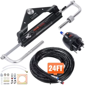 Súprava hydraulického riadenia pre závesný motor 150 HP, hydraulický systém riadenia pre námorné lode s riadením a čerpadlom riadenia, obojsmerným uzamykacím valcom a 7 m hydraulickou hadicou riadenia, pre lode s jedným motorom a jednou stanicou