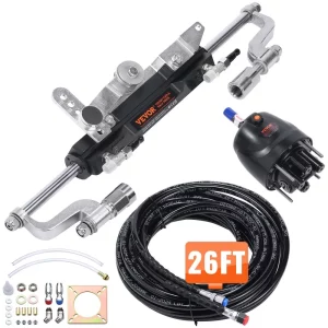 Súprava hydraulického riadenia pre závesný motor, hydraulický systém riadenia pre námorné lode s výkonom 300 HP s riadením a čerpadlom, obojsmerným uzamykacím valcom a 8 m hydraulickou hadicou riadenia, pre lode s jedným motorom a jednou stanicou