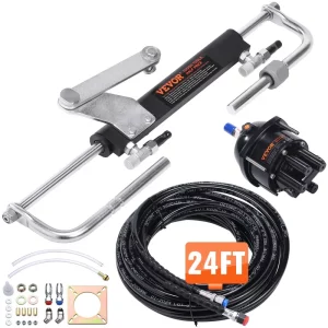 Súprava hydraulického riadenia pre závesný motor 90 HP, hydraulický systém riadenia pre námorné lode s riadením a čerpadlom riadenia, obojsmerným uzamykacím valcom a 7,3 m hydraulickou hadicou riadenia, pre lode s jedným motorom a jednou stanicou