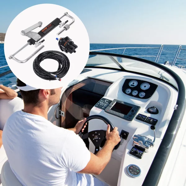 Súprava hydraulického riadenia pre závesný motor 90 HP, hydraulický systém riadenia pre námorné lode s riadením a čerpadlom riadenia, obojsmerným uzamykacím valcom a 7,3 m hydraulickou hadicou riadenia, pre lode s jedným motorom a jednou stanicou – Obrázok 6