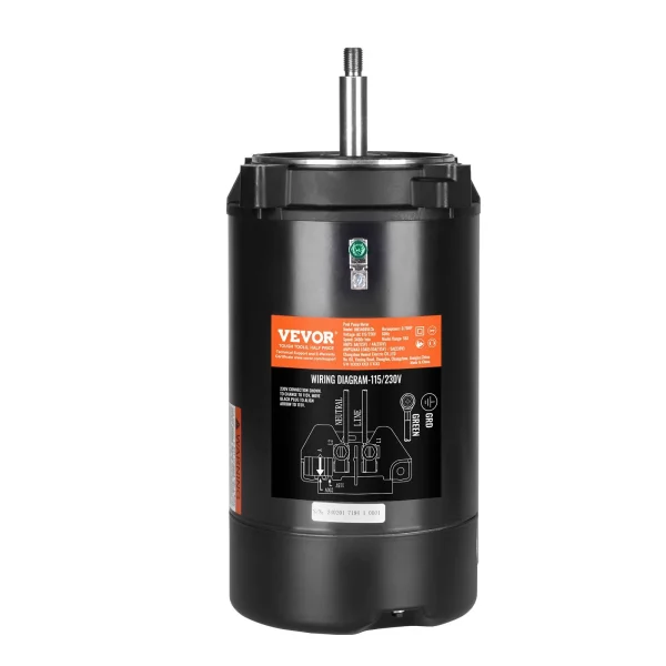 Motor bazénového čerpadla 0,75 HP, rám 56J, 115 V (8 A)/230 V (4 A), 3450 ot./min., 60 Hz, striedavý účinok 1,5, kondenzátor 80 μF/250 V, otáčanie proti smeru hodinových ručičiek, náhradný motor s okrúhlou prírubou – Obrázok 4