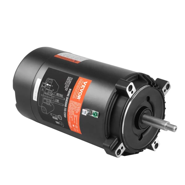 Motor bazénového čerpadla 0,75 HP, rám 56J, 115 V (8 A)/230 V (4 A), 3450 ot./min., 60 Hz, striedavý účinok 1,5, kondenzátor 80 μF/250 V, otáčanie proti smeru hodinových ručičiek, náhradný motor s okrúhlou prírubou – Obrázok 5