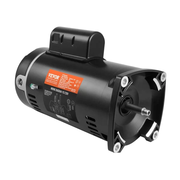 Motor bazénového čerpadla 1,5 HP, rám 56Y, 115 V (12,8 A)/230 V (6,4 A) 3450 ot./min., 60 Hz, striedavý účinok 1,1, kondenzátor 90 μF/250 V, otáčanie proti smeru hodinových ručičiek, náhradný motor so štvorcovou prírubou – Obrázok 5