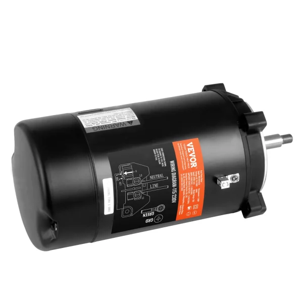 Motor bazénového čerpadla 1 HP, rám 56J, 115 V (9,8 ampéra)/230 V (4,9 ampéra), 3450 ot./min., 60 Hz, strieda 1,4, kondenzátor 90 μF/250 V, otáčanie proti smeru hodinových ručičiek, náhradný motor s okrúhlou prírubou – Obrázok 3