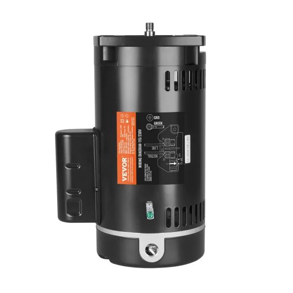 Motor bazénového čerpadla 1 HP, rám 56Y, 115 V (9 A)/230 V (4,5 A), 3450 ot./min., 60 Hz, striedavý účinok 1,25, kondenzátor 90 μF/250 V, otáčanie proti smeru hodinových ručičiek, náhradný motor so štvorcovou prírubou – Obrázok 4