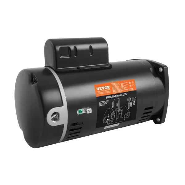 Motor bazénového čerpadla 1 HP, rám 56Y, 115 V (9 A)/230 V (4,5 A), 3450 ot./min., 60 Hz, striedavý účinok 1,25, kondenzátor 90 μF/250 V, otáčanie proti smeru hodinových ručičiek, náhradný motor so štvorcovou prírubou – Obrázok 3