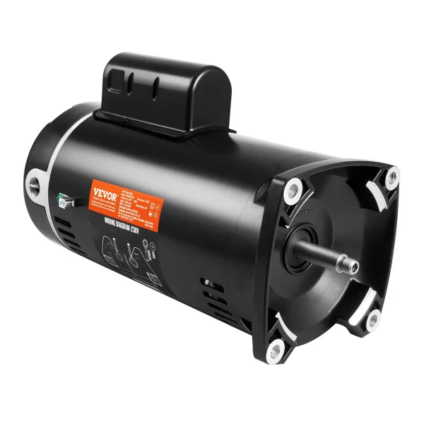 Motor bazénového čerpadla 2 HP, rám 56Y, 230 V (7,8 A) 3450 ot./min., 60 Hz, striedavý účinok 1,3, kondenzátor 50 μF/250 V, náhradný motor so štvorcovou prírubou s ľavým otáčaním – Obrázok 5