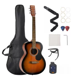 Akustická gitara 40 palcov / 1016 mm pre začiatočníkov, sada pre dospelých, farba Sunburst