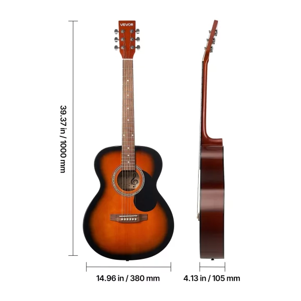 Akustická gitara 40 palcov / 1016 mm pre začiatočníkov, sada pre dospelých, farba Sunburst – Obrázok 3