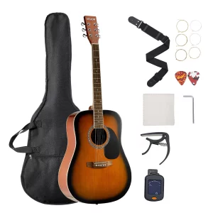 Akustická gitara 41 palcov / 1041,4 mm pre začiatočníkov, sada pre dospelých, Sunburst