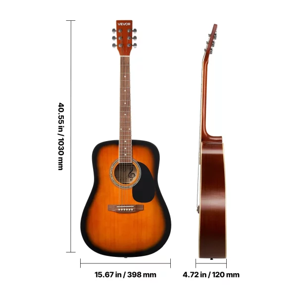 Akustická gitara 41 palcov / 1041,4 mm pre začiatočníkov, sada pre dospelých, Sunburst – Obrázok 4