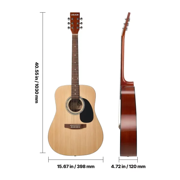 Akustická gitara 41 palcov / 1041,4 mm sada pre začiatočníkov pre dospelých, natural – Obrázok 4