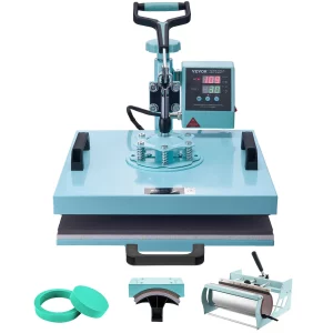 Teplolis, 15 x 15 palcov, 5-v-1 stroj na prenos tepla s lisom s objemom 30 oz, 360° výklopný lis na tričká, digitálne presné ovládanie, na tričká/hrnčeky/klobúky/taniere, zelený