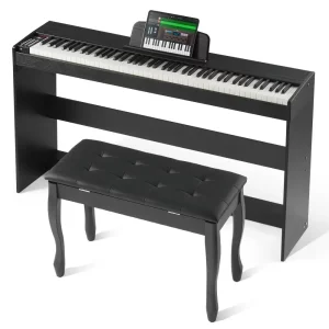 Digitálne piano , 88 klávesov, elektrické piano, duálna klaviatúra a reproduktor, jednoduchá montáž do puzdra s dvojitou lavicou, slúchadlá, 200 tónov a rytmov, podpora Bluetooth/USB/MIDI