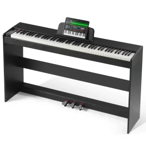 Digitálne piano 88 klávesov, elektrické piano, duálna klaviatúra a reproduktor, jednoduchá montáž do puzdra so slúchadlami, 200 tónov a rytmov, podpora Bluetooth/USB/MIDI, pre začiatočníkov