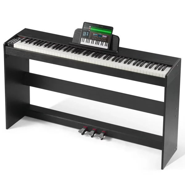 Digitálne piano 88 klávesov, elektrické piano, duálna klaviatúra a reproduktor, jednoduchá montáž do puzdra so slúchadlami, 200 tónov a rytmov, podpora Bluetooth/USB/MIDI, pre začiatočníkov