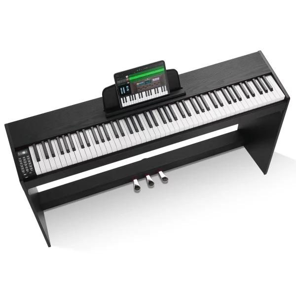 Digitálne piano 88 klávesov, elektrické piano, duálna klaviatúra a reproduktor, jednoduchá montáž do puzdra so slúchadlami, 200 tónov a rytmov, podpora Bluetooth/USB/MIDI, pre začiatočníkov – Obrázok 3