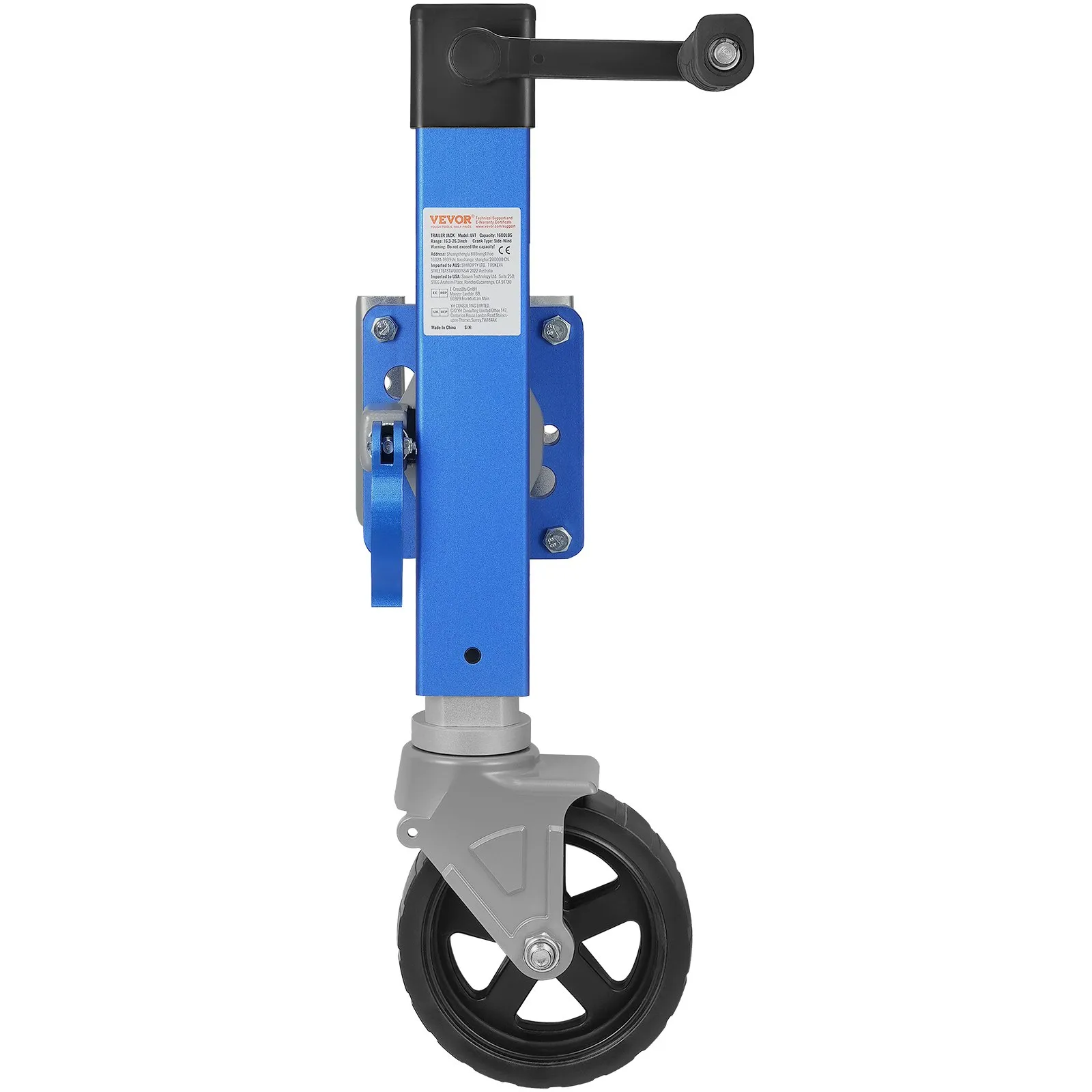 Zdvihák prívesu s kolieskami, podpera prívesu 725 kg, otočný zdvihák na lodný príves z polypropylénu s jedným kolesom, zdvih 254 mm, skrutkový obytný príves s rukoväťou pre obytný automobil, loď, konský príves, úžitkový príves – Obrázok 3