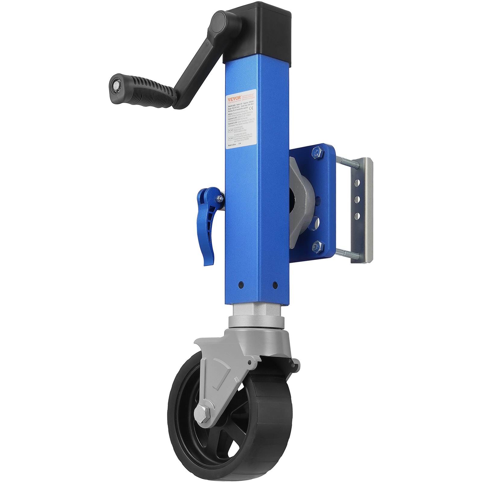 Zdvihák prívesu s kolieskami, podpera prívesu 725 kg, otočný zdvihák na lodný príves z polypropylénu s jedným kolesom, zdvih 254 mm, skrutkový obytný príves s rukoväťou pre obytný automobil, loď, konský príves, úžitkový príves – Obrázok 2