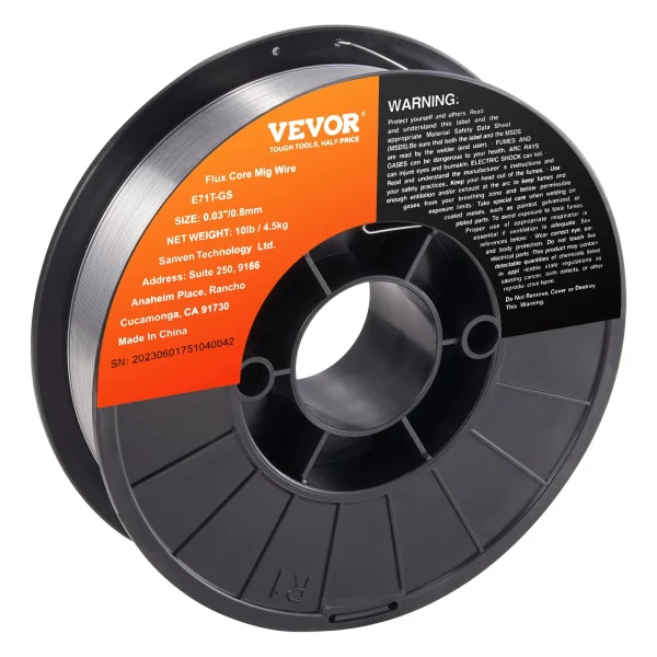 1 kotúč plneného drôtu E71T-GS 0,8 mm 4,5 kg MIG/MAG zvárací drôt Priemer cievky 200 mm Zvárací drôt na kotúči 560 MPa Pevnosť v ťahu Zváranie plneným drôtom bez ochranného plynu – Obrázok 2