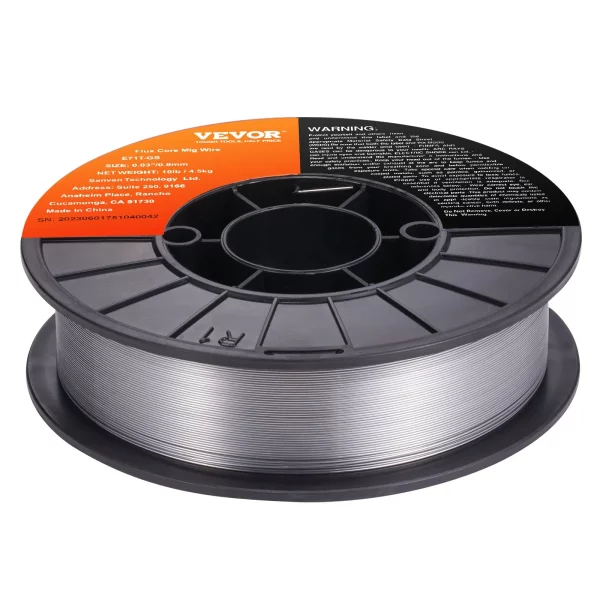 1 kotúč plneného drôtu E71T-GS 0,8 mm 4,5 kg MIG/MAG zvárací drôt Priemer cievky 200 mm Zvárací drôt na kotúči 560 MPa Pevnosť v ťahu Zváranie plneným drôtom bez ochranného plynu – Obrázok 5