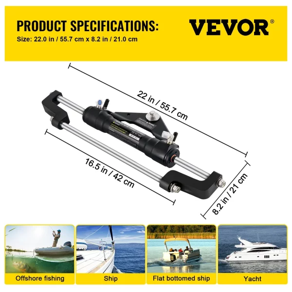 Hydraulický riadiaci valec 300 HP, hydraulické riadenie, predná hydraulická súprava pre vonkajšie lodné riadenie bez hydraulickej hadice a kormidla pre systém riadenia lodí s vonkajším motorom – Obrázok 7