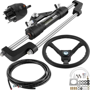 Hydraulická riadiaca súprava pre člny, 300 HP, Hydraulická riadiaca súprava, Riadiace čerpadlo, Valec, Koleso, 18-stopová hadica, Súprava tesnení hydraulického riadenia, Systém riadenia člna odolný voči korózii, Námorné