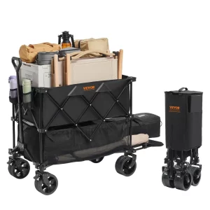 Ručný vozík 1320 x 565 x 1065 mm Kočík vyrobený z látky 600D Oxford s PVC povlakom Plážový vozík vodeodolný, odolný voči UV žiareniu max. nosnosť 204 kg Prepravný vozík Vozík na vybavenie Ručný vozík