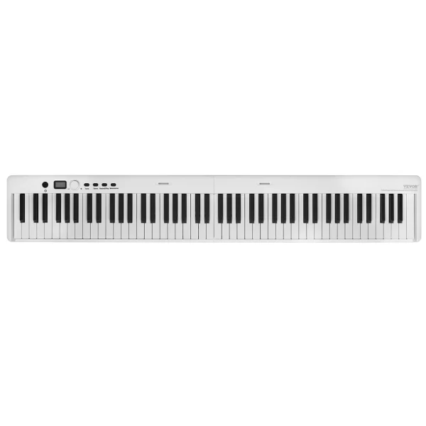 88-klávesové skladacie piano, Bluetooth a MIDI, prenosné elektronické digitálne skladacie piano so sustain pedálom, puzdro, klávesy citlivé na dotyk, slúchadlá, nabíjateľné pre začiatočníkov, tínedžerov a dospelých, biele – Obrázok 2
