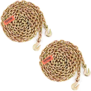 Ťažná reťaz, 2-dielna sada, 9,53 mm x 6 m, ťažná reťaz, nosnosť 3220 kg, transportná reťaz G80, oceľová lesnícka reťaz, robustná oceľová reťaz na zdvíhanie, nakladanie, ťahanie a viazanie atď.