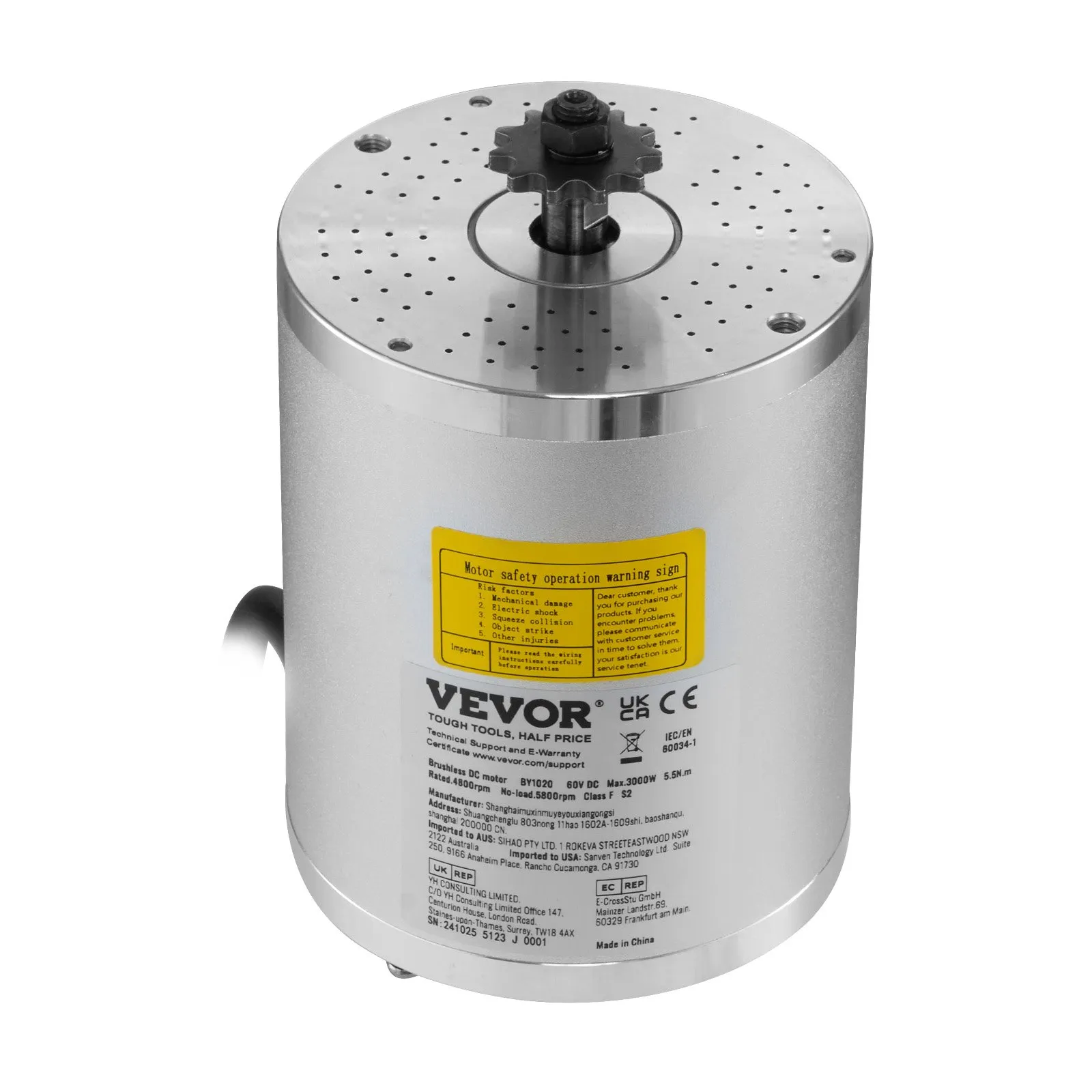 Elektrický bezkefkový jednosmerný motor 3000W, bezkefkový elektromotor, 60V 4800 ot./min. elektromotor pre motokáry, elektrický motor pre terénne bicykle, motocykle, skútre, DIY – Obrázok 2