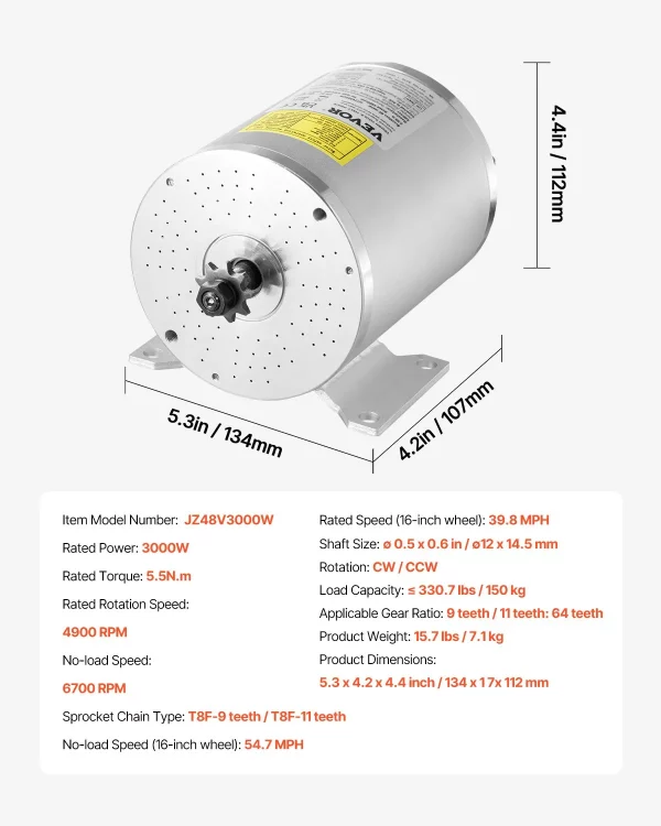 Súprava elektrického bezkefového jednosmerného motora 3000W - 72V motor s 4900 ot./min. s vylepšeným regulátorom otáčok a súpravou na držanie plynu pre motokáry, elektrické bicykle, motocykle, skútre, DIY – Obrázok 7