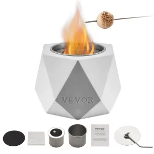Ohnisko, 125 x 117 x 105 mm, stolový krb, dekorácia do interiéru a exteriéru, miska na oheň na lieh, zariadenie na smores, mini ohnisko na terasu a balkón s hasiacim prístrojom, svetlosivá