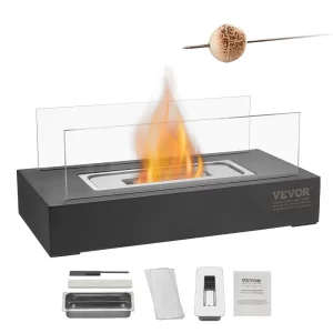 Ohnisko, stolový kovový krb 35x18x14cm, dekorácia do interiéru a exteriéru, miska na oheň na lieh, výrobník smores so sklom, na terasu a balkón s hasiacim prístrojom, štvorcové
