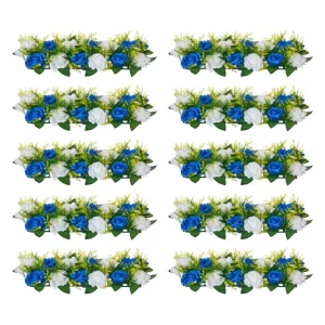 Umelé kvety, balenie 10 kusov, 500x220x120 mm, kvetinové gule, svadobné dekorácie na stôl, umelé ružové aranžmány na svadobné dekorácie, bytové dekorácie, modré a biele ruže