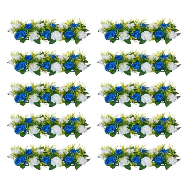Umelé kvety, balenie 10 kusov, 500x220x120 mm, kvetinové gule, svadobné dekorácie na stôl, umelé ružové aranžmány na svadobné dekorácie, bytové dekorácie, modré a biele ruže