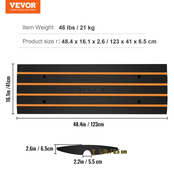2x Prahová rampa Plná gumová prahová rampa na dvere Max. nosnosť 15 ton Nástupná rampa s kanálom 5,5 x 3,5 cm Nástupná rampa pre invalidné vozíky 122 x 40,5 x 6,5 cm Ideálna pre nerovný terén Obrubníky – Obrázok 5