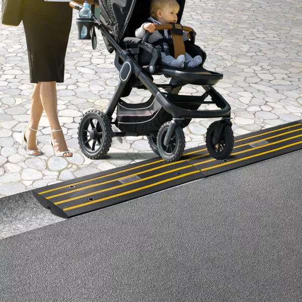 2x Prahová rampa Plná gumová prahová rampa na dvere Max. nosnosť 15 ton Nástupná rampa s kanálom 5,5 x 3,5 cm Nástupná rampa pre invalidné vozíky 122 x 40,5 x 6,5 cm Ideálna pre nerovný terén Obrubníky – Obrázok 3