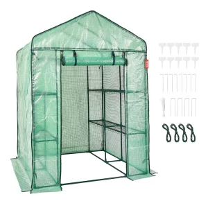 Fóliový skleník 141x141x200cm paradajkový skleník s nosnosťou 15 kg, záhradný domček so studenou konštrukciou, PE materiál, oceľové rúry, paradajkový domček, zeleninový skleník so 4 policami, kvetináč