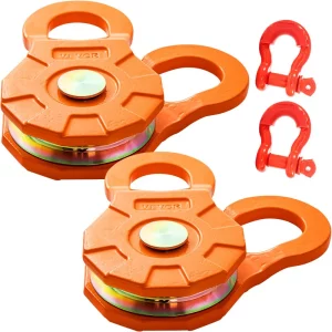 Záchytný blok, nosnosť 11T/11,3 kg, kladka navijaka pre vysoké zaťaženie 14 mm syntetické lano alebo mäkké strmene, príslušenstvo na odťahovanie v teréne pre traktor, nákladné auto, štvorkolku a UTV, 2 balenia