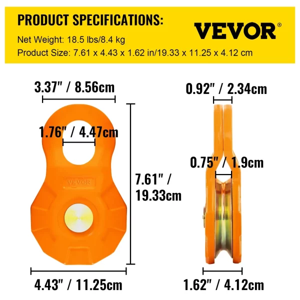 Záchytný blok, nosnosť 11T/11,3 kg, kladka navijaka pre vysoké zaťaženie 14 mm syntetické lano alebo mäkké strmene, príslušenstvo na odťahovanie v teréne pre traktor, nákladné auto, štvorkolku a UTV, 2 balenia – Obrázok 6