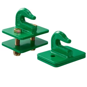 Hák na vedro traktora 9,52 mm, oceľ triedy 70, sada 2 skrutkovacích hákov, odolný držiak s opornou doskou, maximálna pevnosť v tahu 6803,88 kg, kompatibilný s obytným vozidlom, pickupom a nákladným autom