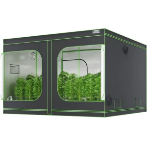 Pestovateľský box 305 x 305 x 203 cm Skleník vyrobený z 19 mm oceľového rámu a 600D Oxfordskej tkaniny Pestovateľský stan s nosnosťou 60 kg Pestovateľská skrinka vhodná pre 400 W pestovateľské svetlo Vnútorný pestovateľský stan