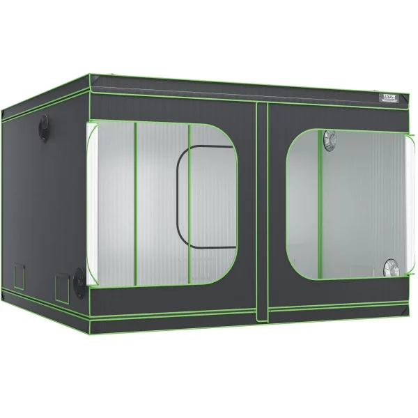Pestovateľský box 305 x 305 x 203 cm Skleník vyrobený z 19 mm oceľového rámu a 600D Oxfordskej tkaniny Pestovateľský stan s nosnosťou 60 kg Pestovateľská skrinka vhodná pre 400 W pestovateľské svetlo Vnútorný pestovateľský stan – Obrázok 4