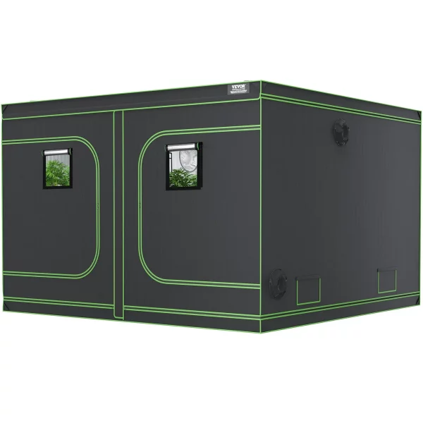 Pestovateľský box 305 x 305 x 203 cm Skleník vyrobený z 19 mm oceľového rámu a 600D Oxfordskej tkaniny Pestovateľský stan s nosnosťou 60 kg Pestovateľská skrinka vhodná pre 400 W pestovateľské svetlo Vnútorný pestovateľský stan – Obrázok 3